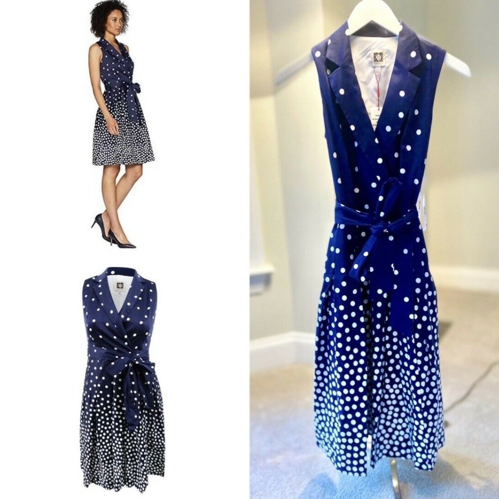 ANNE KLEIN Notch Collar Wrap Dress, Size: 0P 👗